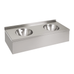 Double lavabo mural en acier inoxydable avec tablier