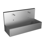 Auge murale en acier inoxydable avec électronique intégrée, vanne thermostatique, longueur 1250 mm, 24 V CC