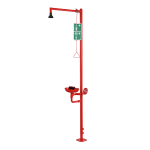 Douche autonome pour le corps et les yeux - douche corporelle avec déclencheur de démarrage et pommeau auto-nettoyant, douche oculaire avec deux têtes de pulvérisation, cuvette et levier de démarrage