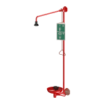 Douche murale pour le corps et les yeux - douche corporelle avec déclencheur de démarrage et pommeau auto-nettoyant, douche oculaire avec deux têtes de pulvérisation, cuvette et levier de démarrage