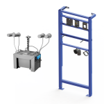 Ensemble de 4 distributeurs automatiques de savon muraux en acier inoxydable, bidon central de savon de 6 l, cadre de montage SLR 24 inclus, 230 V CA