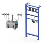 Ensemble de 5 distributeurs automatiques de savon en acier inoxydable muraux, réservoir central de savon de 6 l, cadre de montage SLR 24 inclus, 230 V AC