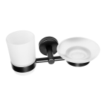 Support en acier inoxydable pour verre et savon, finition noire mate