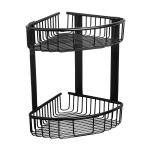 Étagère d’angle double en acier inoxydable, finition noire mate
