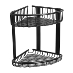 Étagère d’angle double en acier inoxydable, finition noire mate