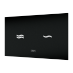 Unité de chasse d'eau électronique tactile, couleur du verre REF 9005 noir, rétroéclairage blanc, 24 V DC