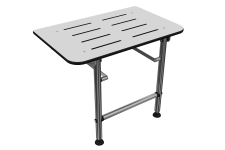 Siège de douche en acier inoxydable/HPL, mural, rabattable