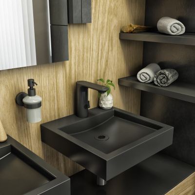 Lavabo noir en acier inoxydable