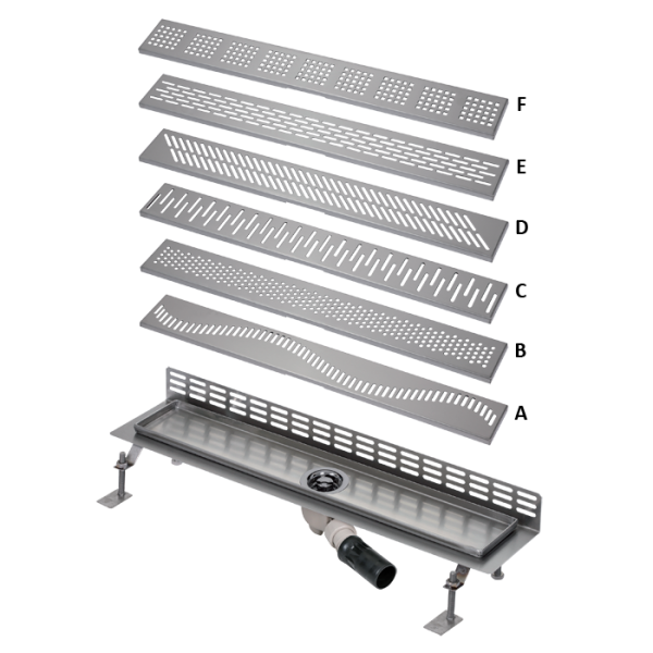 Siphon de sol de salle de bain installé près du mur, 1150 mm