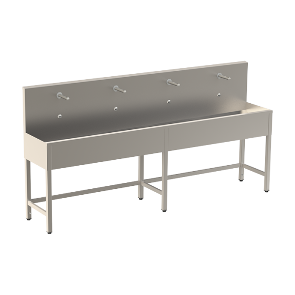 Rinçoir en acier inoxydable avec 4 électroniques intégrées, robinet thermostatique, longueur 2500 mm, 24 V CC