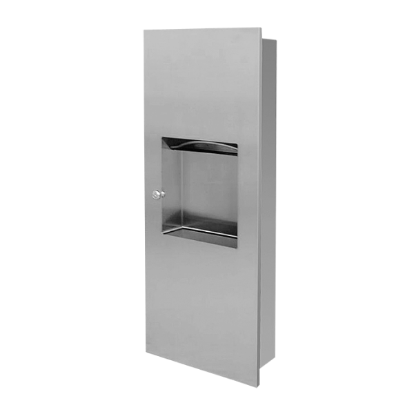 Distributeur en acier inoxydable pour essuie-mains avec poubelle, montage mural, brossé