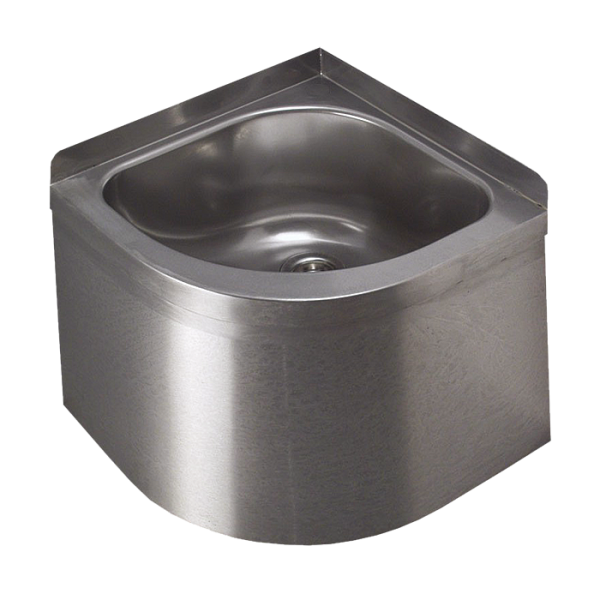 Lave-mains d’angle mural en acier inoxydable