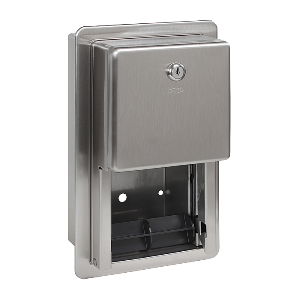 Porte-papier toilette encastré en acier inoxydable, finition brossée