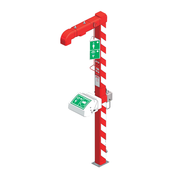 Douche extérieure autonome pour le corps et les yeux avec déclencheur de démarrage et chauffage, jusqu'à -20°C max.