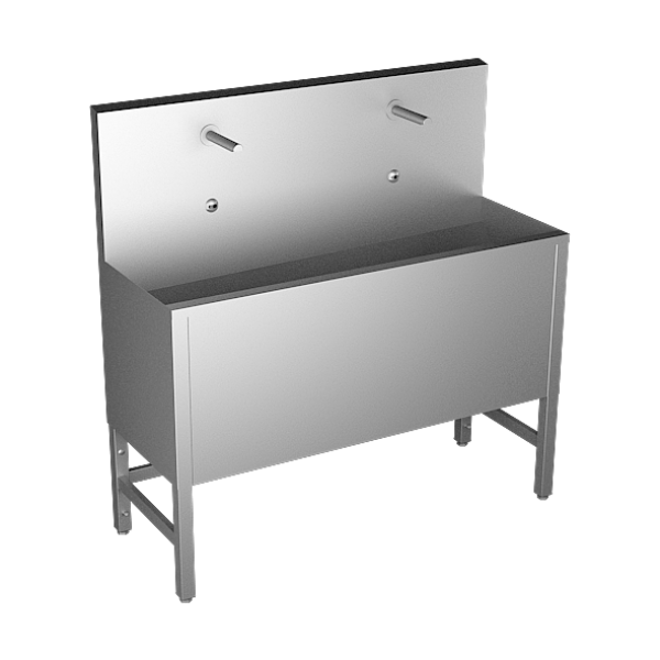 Rinçoir en acier inoxydable anti-vandalisme avec 2 électroniques intégrées, longueur 1250 mm, 24 V CC