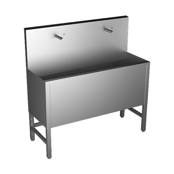 Rinçoir en acier inoxydable anti-vandalisme avec 2 électroniques piézo intégrées, longueur 1250Â mm, 24 V CC