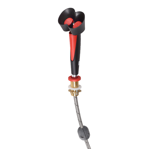 Douche oculaire manuelle avec deux têtes de pulvérisation, angle d'inclinaison 45°, avec passe-câble pour bureau