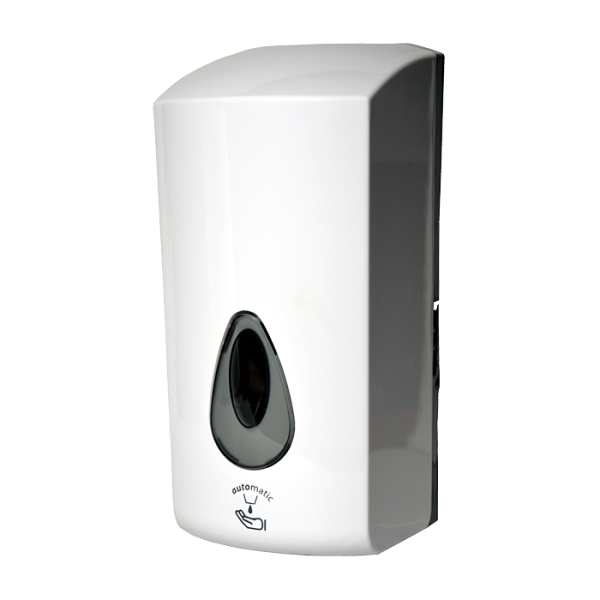 Distributeur automatique de désinfectant liquide avec pulvérisation, volume 1 l, plastique ABS blanc