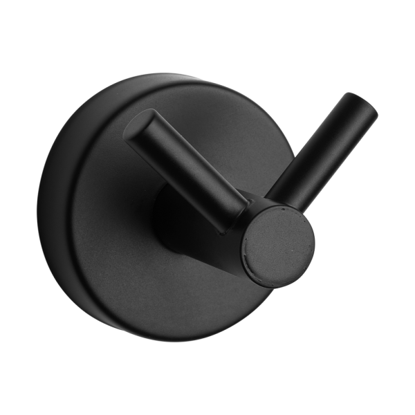 Porte-manteau en acier inoxydable avec deux crochets, finition noir mat