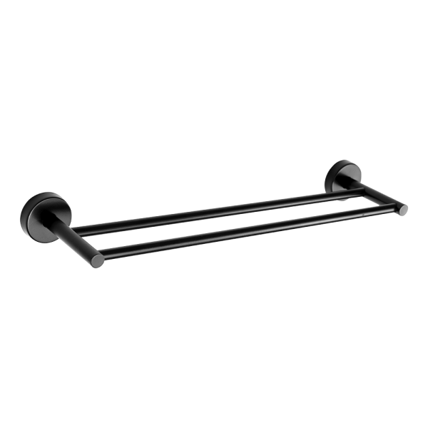 Barre porte-serviettes double en acier inoxydable, finition noire mate