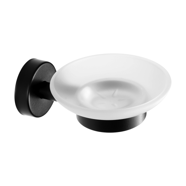 Porte-savon en acier inoxydable / verre, finition noire mate