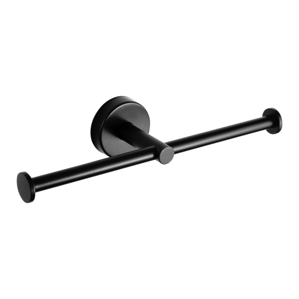 Porte-papier toilette double en acier inoxydable, finition noire mate