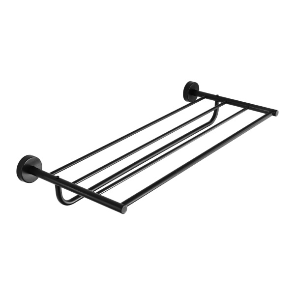 Porte-serviettes avec barre en acier inoxydable, finition noire mate