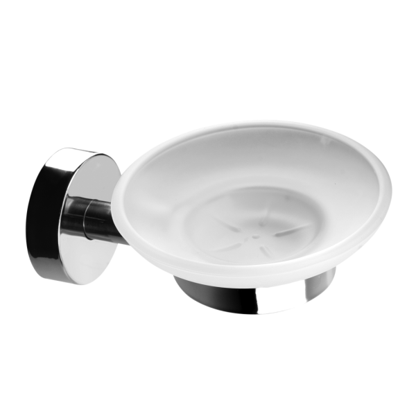 Porte-savon en acier inoxydable / verre, finition polie 