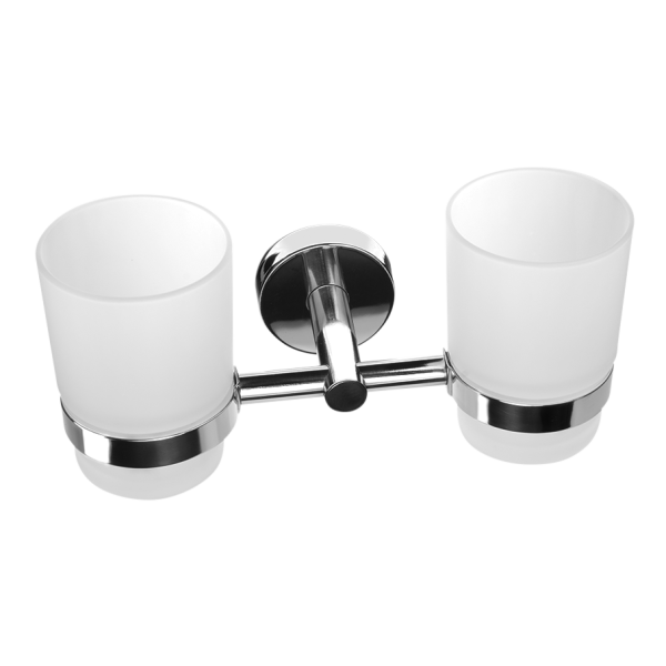Porte-verres double en acier inoxydable, finition polie