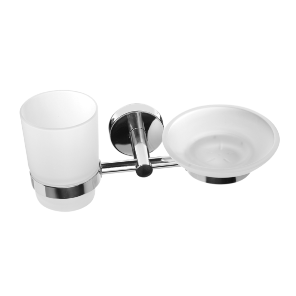 Support en acier inoxydable pour verre et savon, finition polie