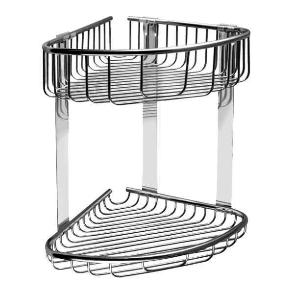 Étagère d’angle double en acier inoxydable, finition polie