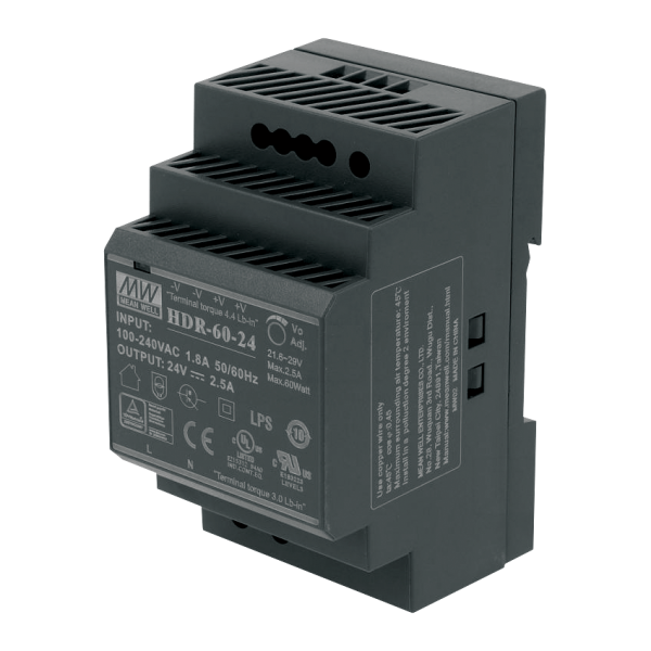 Alimentation externe 24 V DC pour montage sur rail DIN dans l'armoire électrique, 60 W