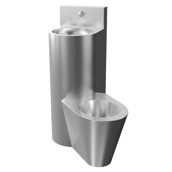 Unité combinée d’angle antivandale, WC sur pied à droite