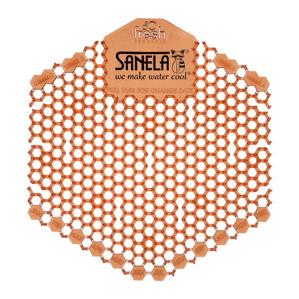 Grille d'urinoir en plastique couleur orange - parfum mangue