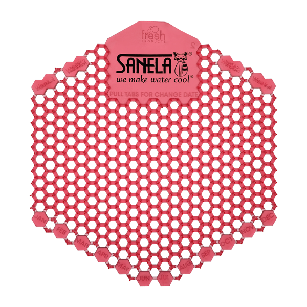 Grille d'urinoir en plastique couleur rouge - parfum kiwi et pamplemousse