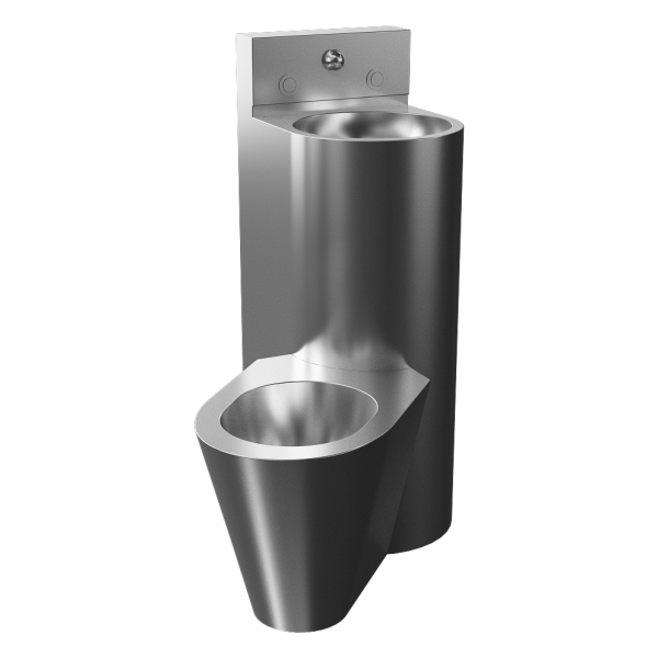 Unité combinée d’angle antivandale, WC sur pied à gauche