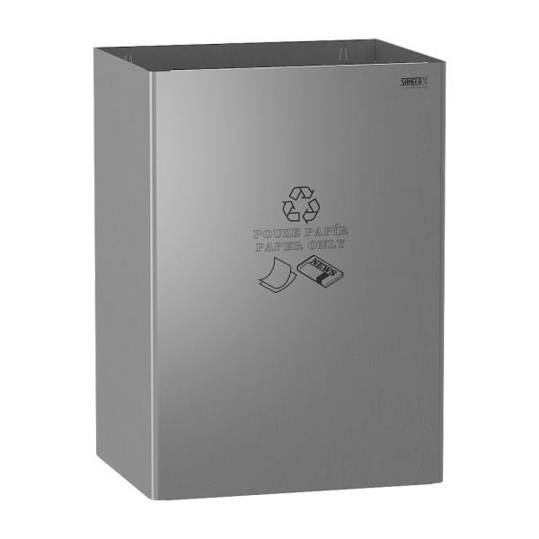 Poubelle en acier inoxydable, inscription PAPIER UNIQUEMENT