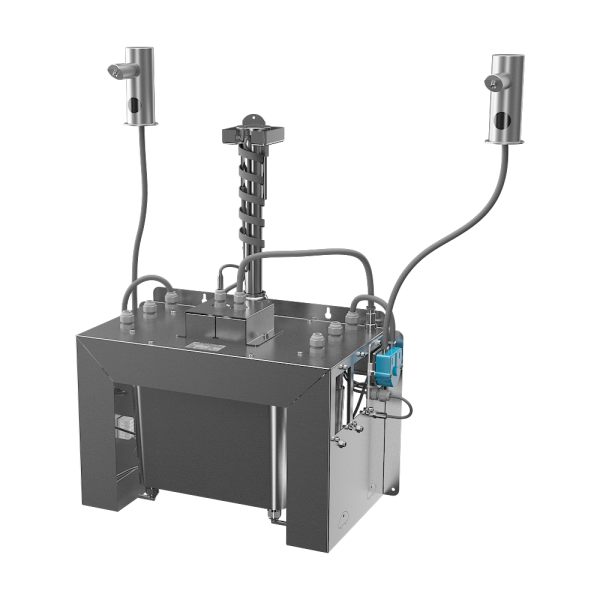 Ensemble de 2 distributeurs automatiques de savon en acier inoxydable à poser, bidon central de savon 6 l, 230 V CA