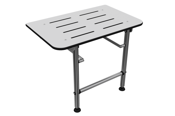 Siège de douche en acier inoxydable/HPL, mural, rabattable