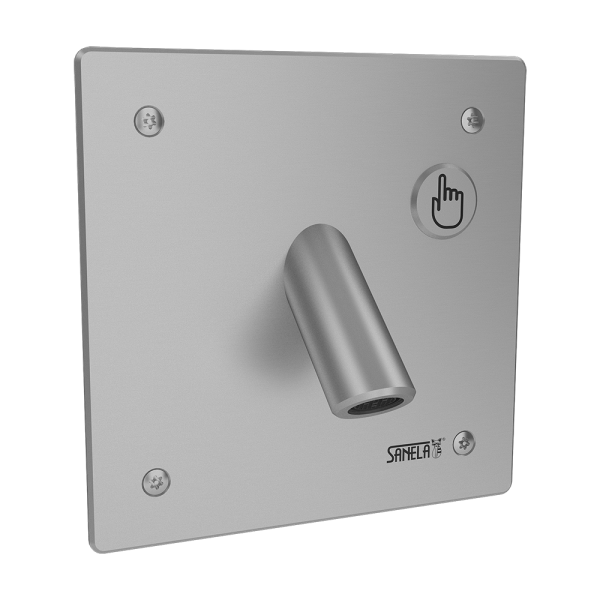 Robinet mural pour eau froide ou prémélangée avec couvercle antivandalisme, 24 V CC