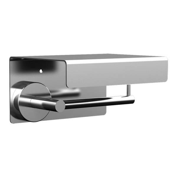 Porte-papier toilette en acier inoxydable avec étagère, finition polie 