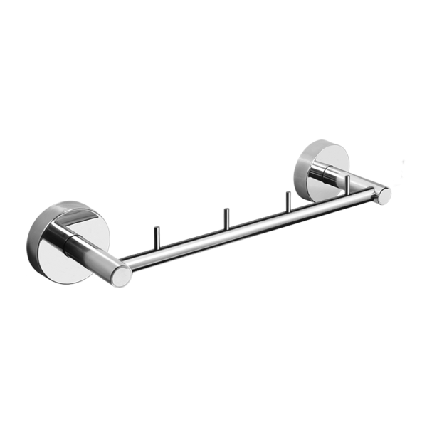 Porte-manteau en acier inoxydable avec quatre crochets, poli