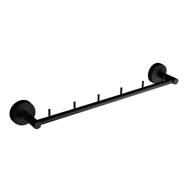 Porte-manteau en acier inoxydable avec six crochets, noir mat