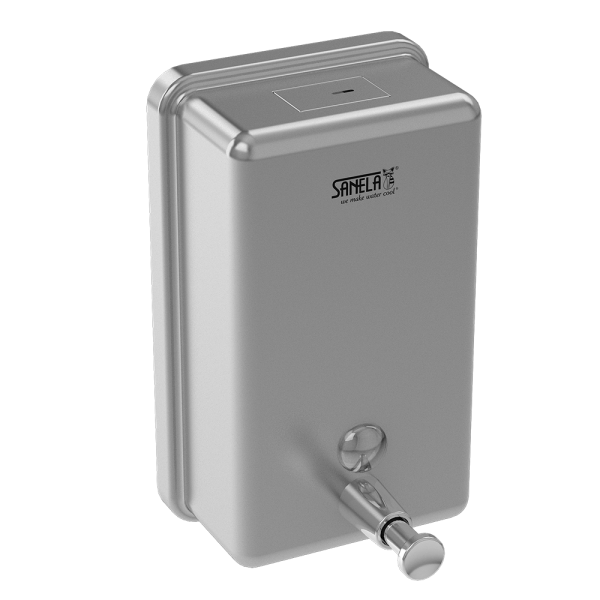 Distributeur de savon liquide en acier inoxydable, volume 1,2 l, brossé, réservoir intérieur en plastique