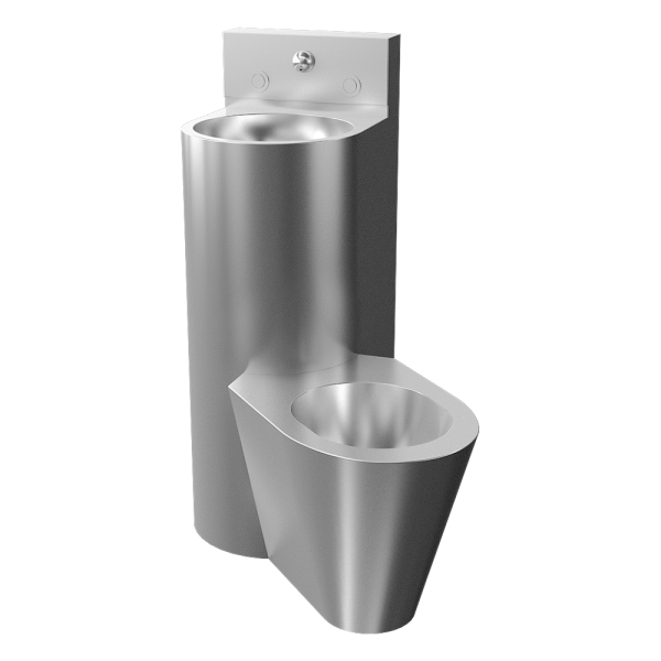 Unité combinée d’angle antivandale, WC sur pied à droite