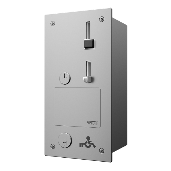 Monnayeur à pièces et jetons encastré pour ouverture de porte avec EURO KEY, 24 V CC